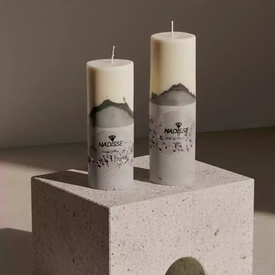 El Yapımı Beton Detaylı Sütun Mum | Dekoratif Minimal Mum - Görsel 3