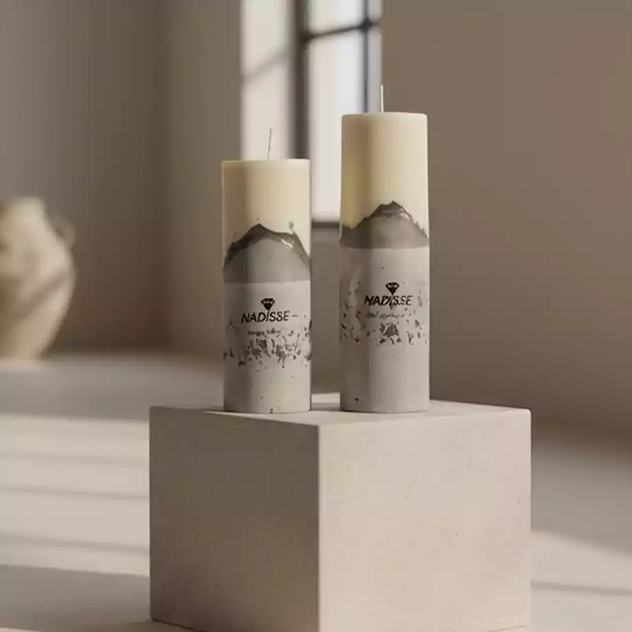 El Yapımı Beton Detaylı Sütun Mum | Dekoratif Minimal Mum - Görsel 5