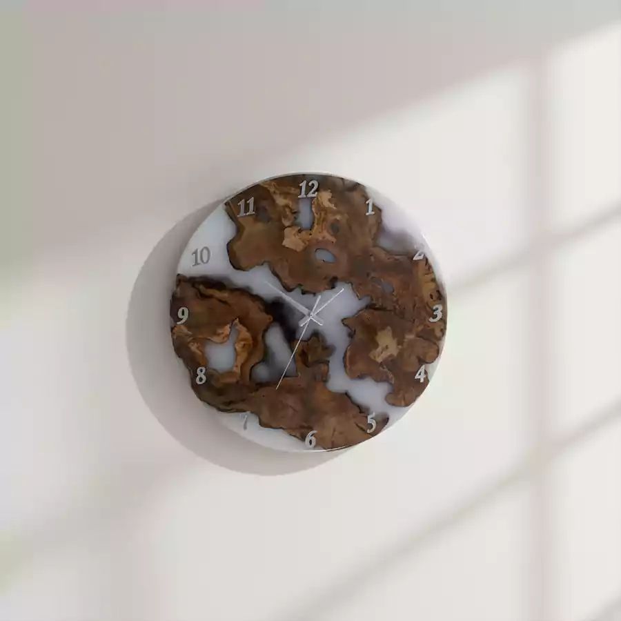 Doğal Ahşap & Epoksi Duvar Saati - Görsel 4