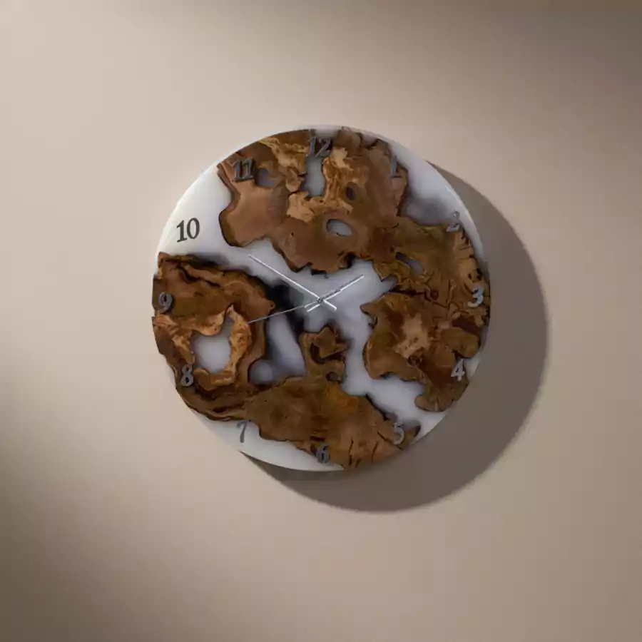 Doğal Ahşap & Epoksi Duvar Saati - Görsel 3