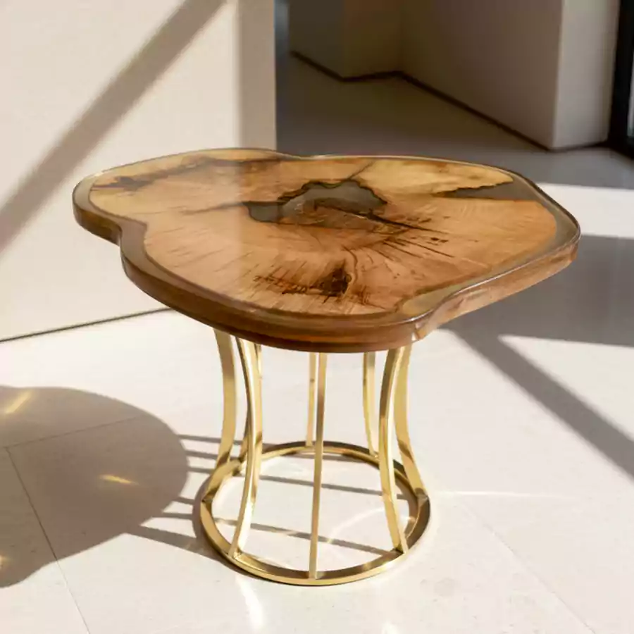 Doğal Masif Ahşap & Epoksi Yan Sehpa - Görsel 4