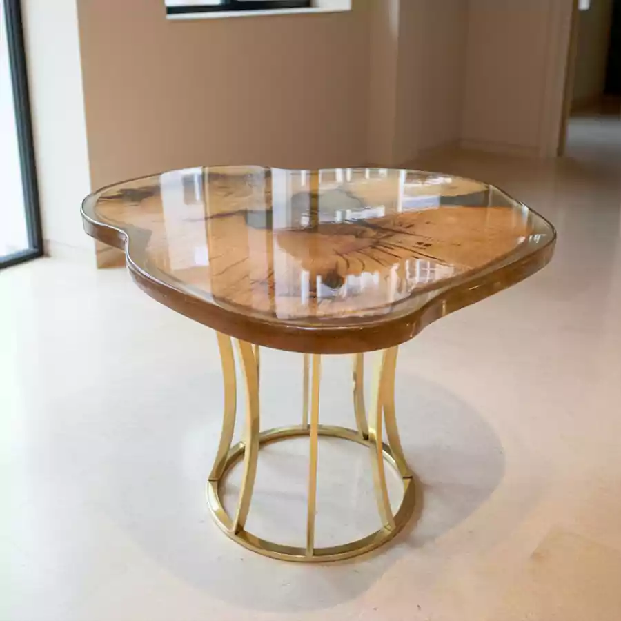 Doğal Masif Ahşap & Epoksi Yan Sehpa - Görsel 2