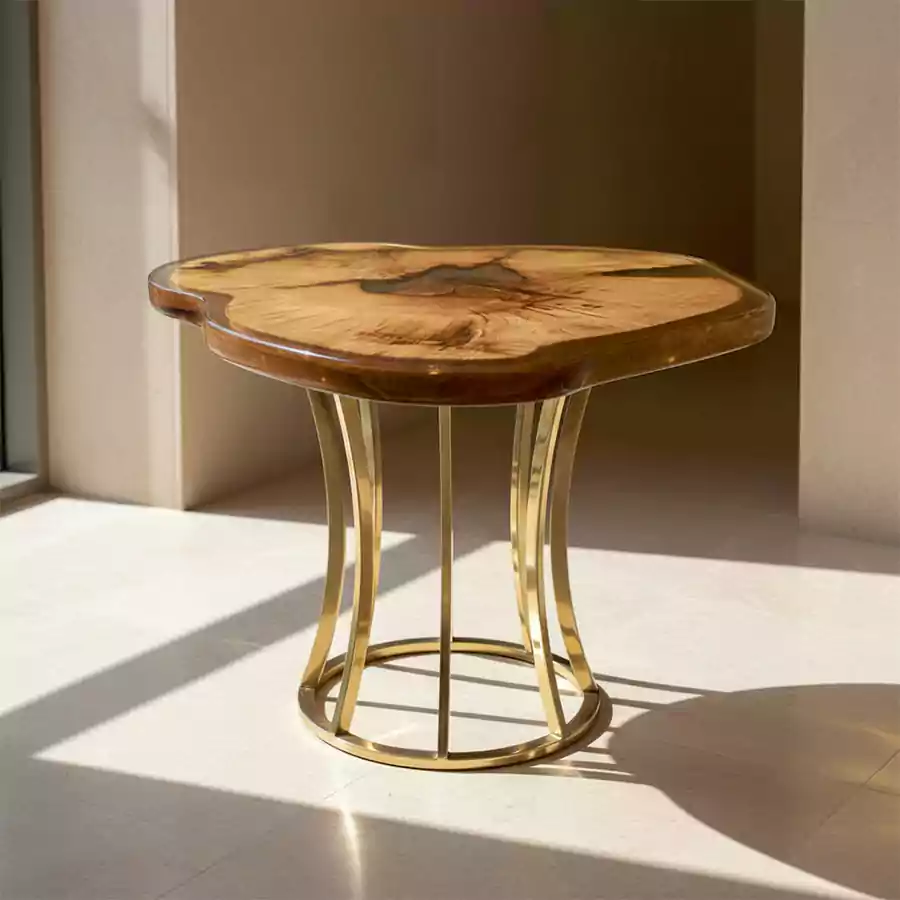 Doğal Masif Ahşap & Epoksi Yan Sehpa - Görsel 3