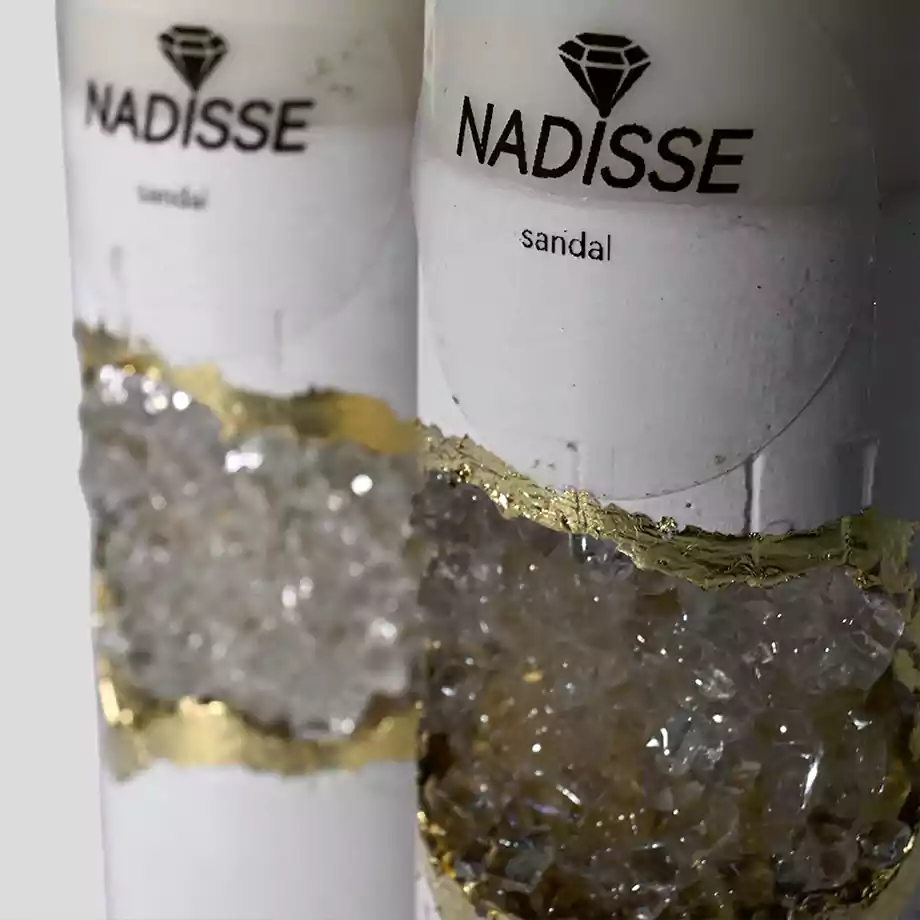 El Yapımı Altın Detaylı Kristal Sütun Mum | Dekoratif Mum - Görsel 7