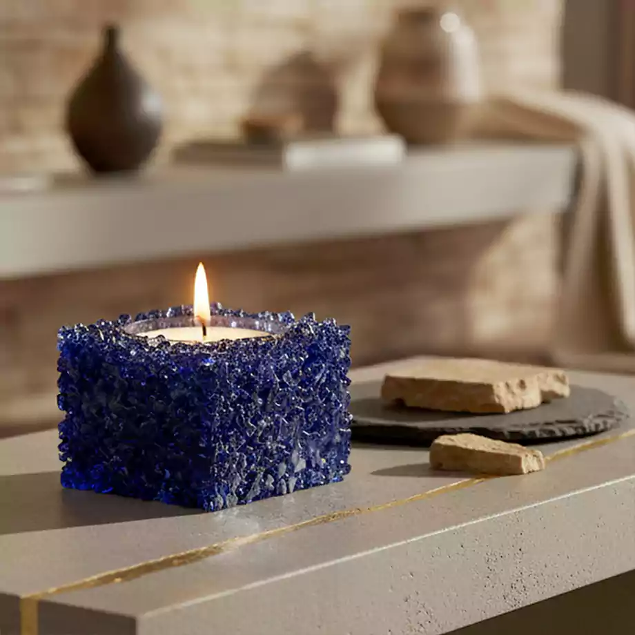 Epoksi Kristal Mum | Lacivert Doğal Taş Görünümlü Dekoratif Mum - Görsel 5
