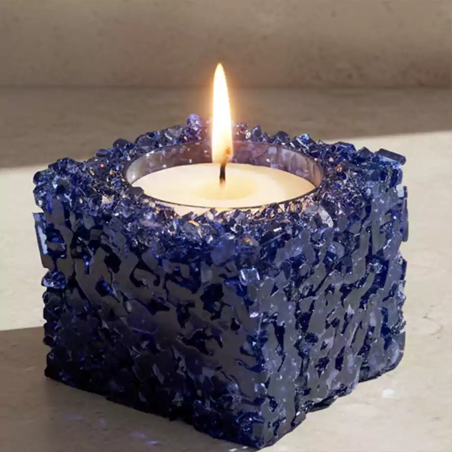 Epoksi Kristal Mum | Lacivert Doğal Taş Görünümlü Dekoratif Mum - Görsel 7