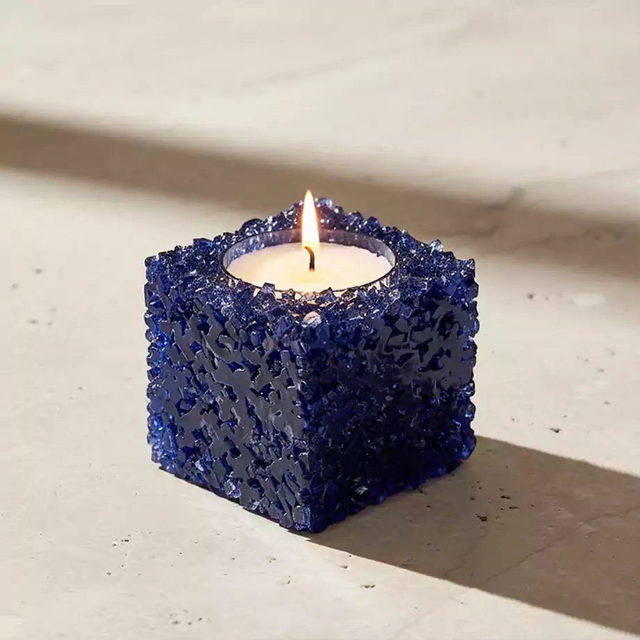 Epoksi Kristal Mum | Lacivert Doğal Taş Görünümlü Dekoratif Mum - Görsel 6