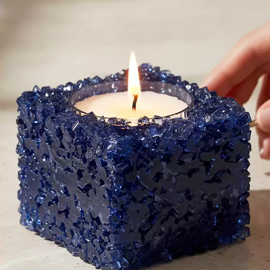 Epoksi Kristal Mum | Lacivert Doğal Taş Görünümlü Dekoratif Mum - Görsel 8