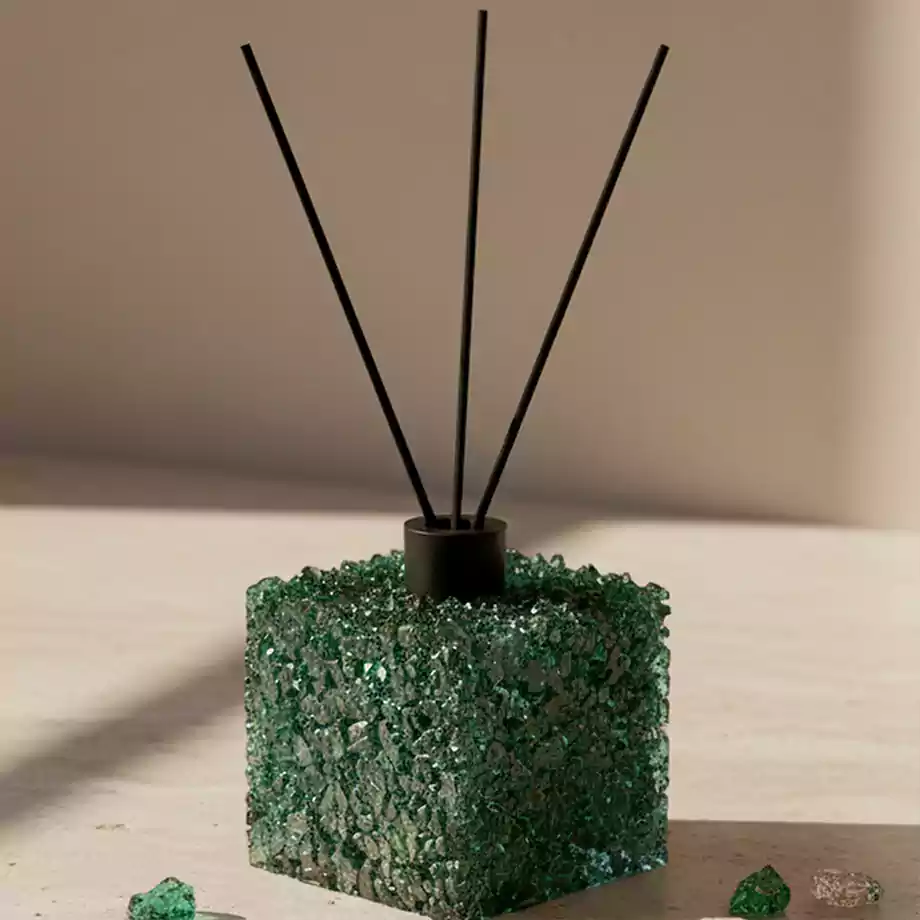 El Yapımı Epoksi Kristal Esanslık | Yeşil Taş Dokulu Esans Şişesi - Görsel 3