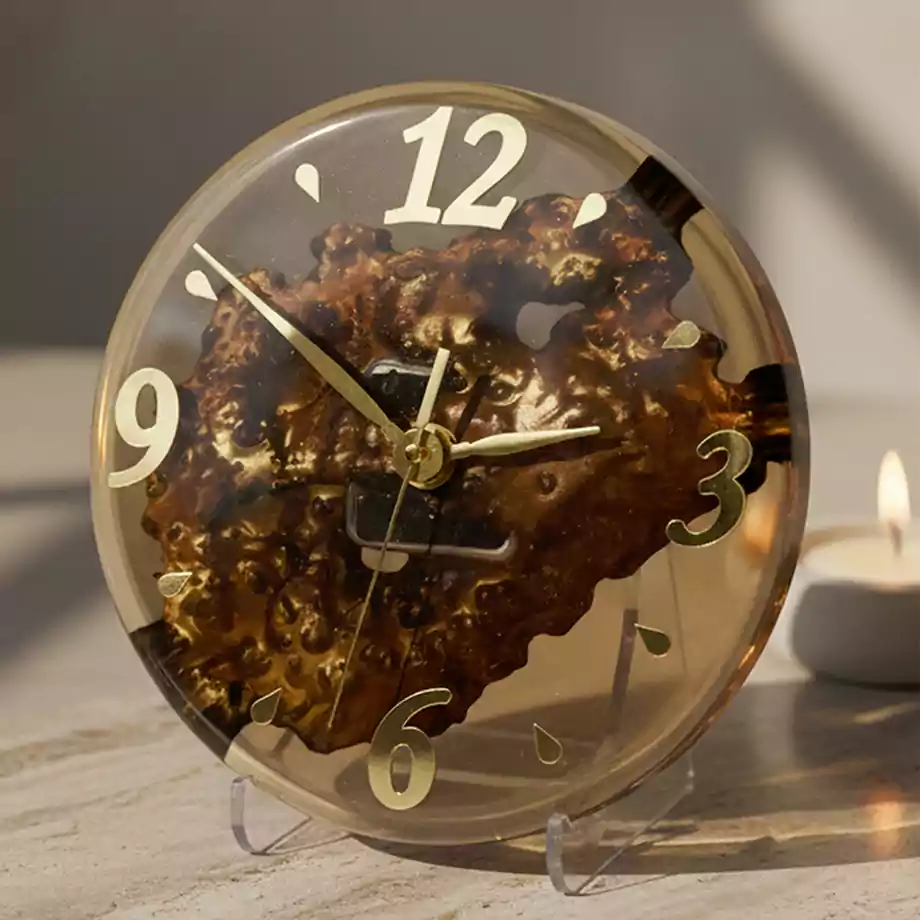 Epoksi Masa Saati | Doğal Ahşap Dekoratif Saat - Görsel 4