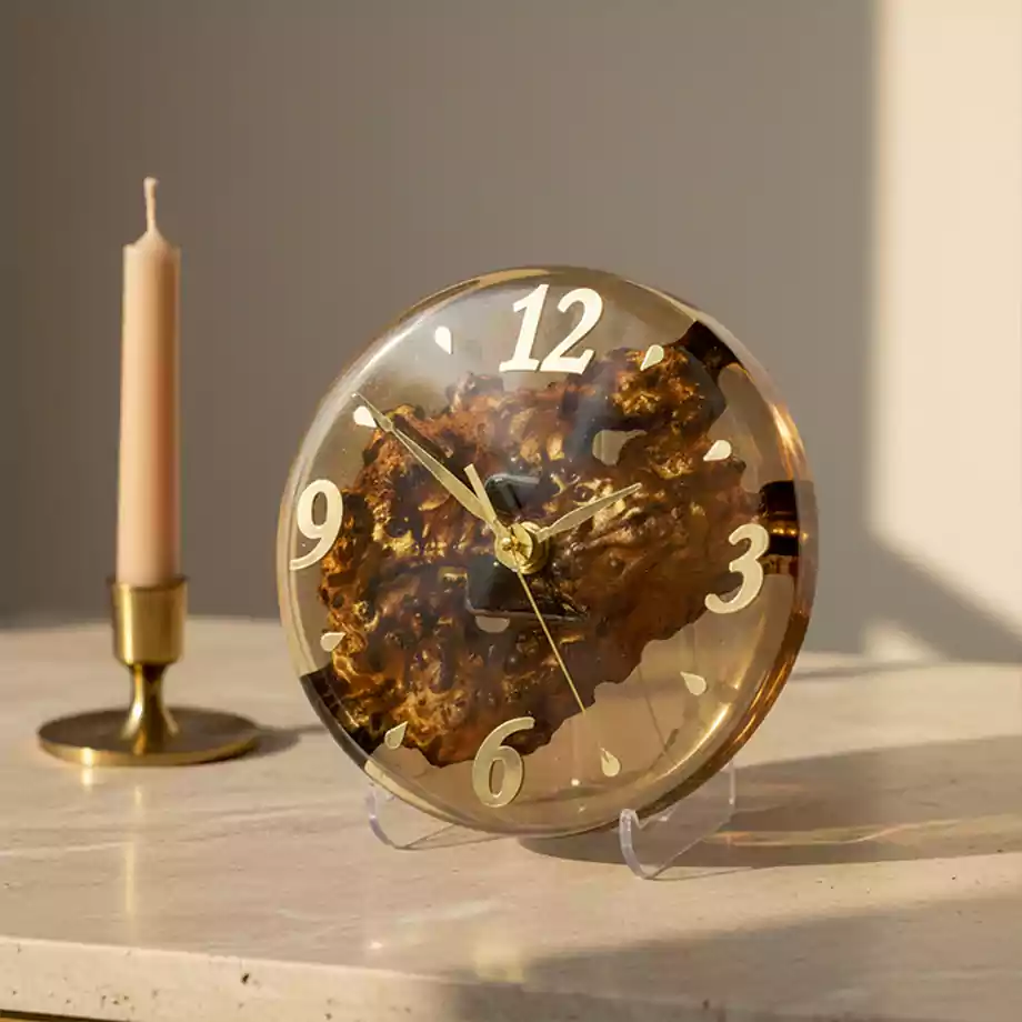 Epoksi Masa Saati | Doğal Ahşap Dekoratif Saat - Görsel 3