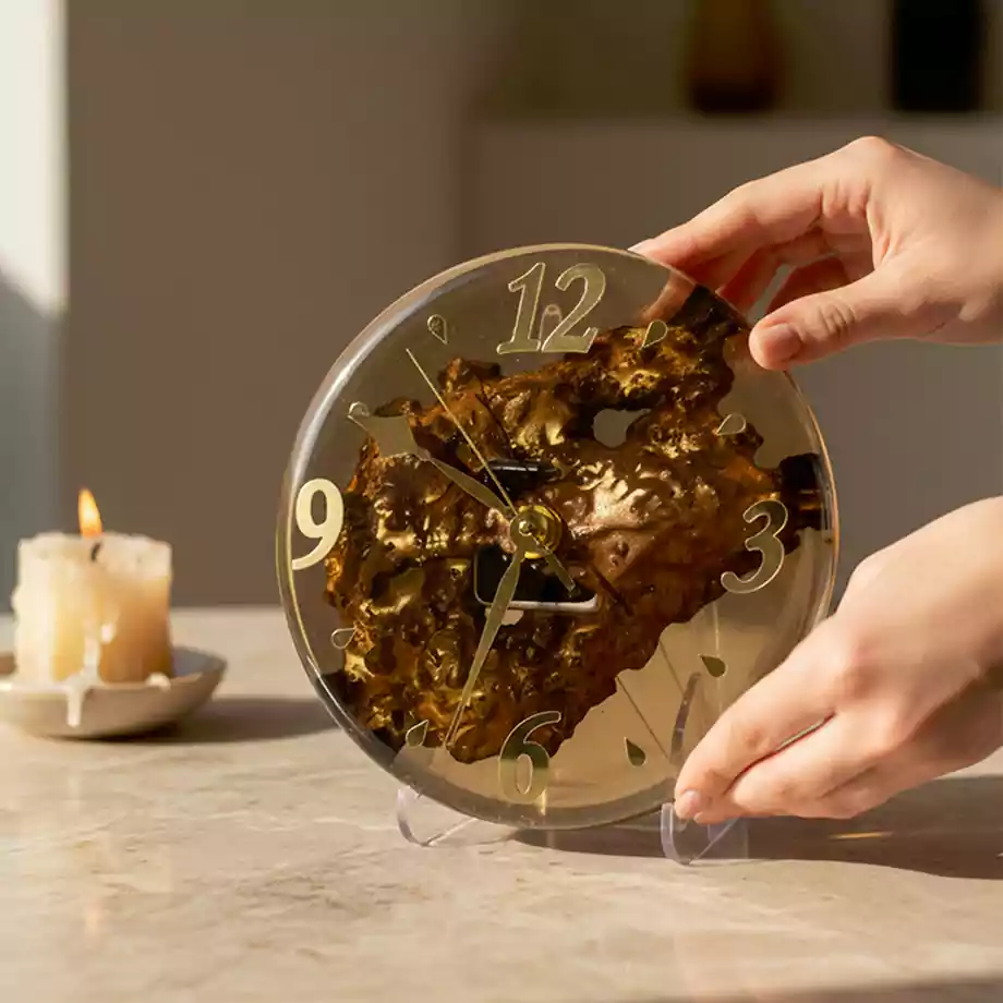 Epoksi Masa Saati | Doğal Ahşap Dekoratif Saat - Görsel 2