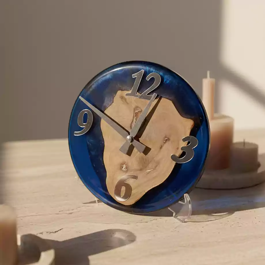 Epoksi Masa Saati  | Doğal Ahşap Detaylı Dekoratif Saat - Görsel 3