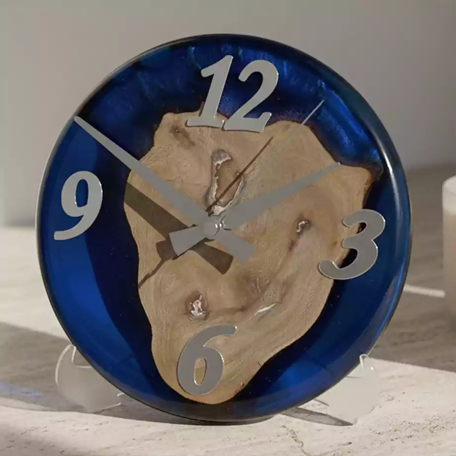 Epoksi Masa Saati  | Doğal Ahşap Detaylı Dekoratif Saat - Görsel 4