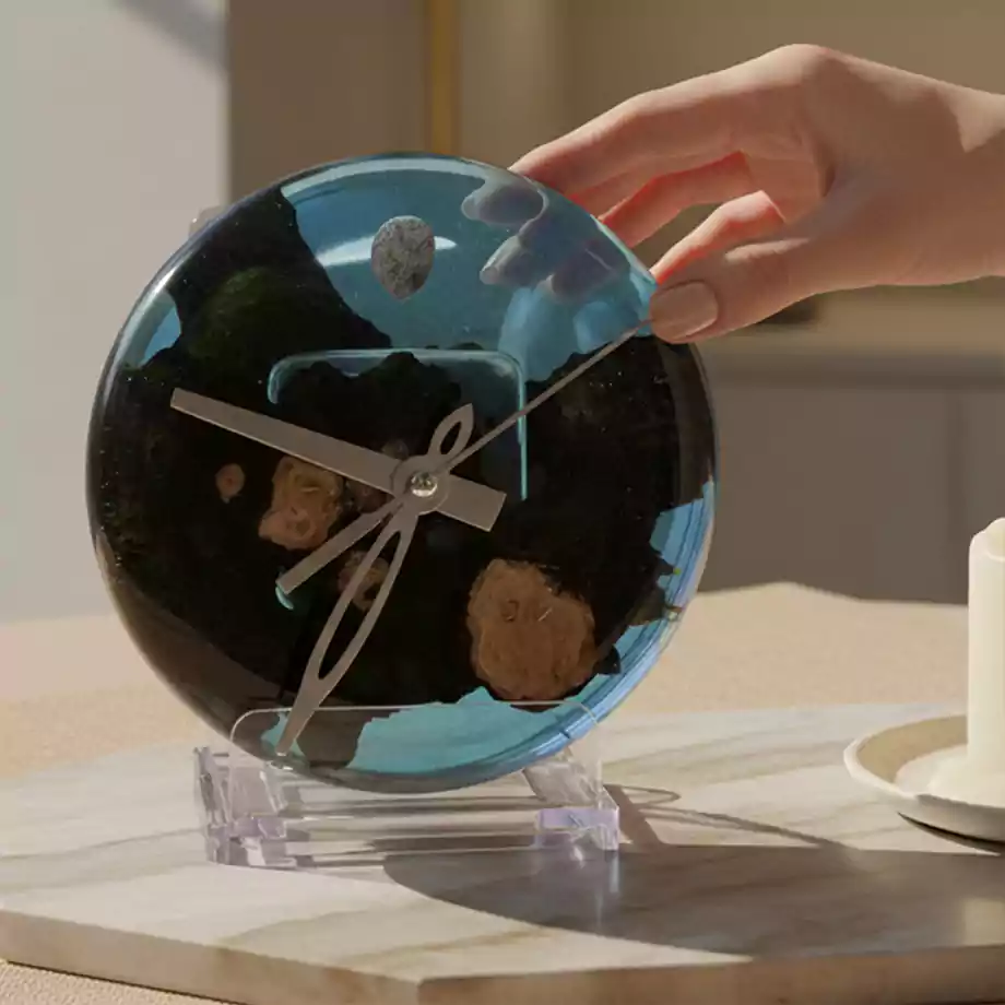 Epoksi Masa Saati | Doğal  Detaylı Dekoratif  Premium Saat - Görsel 4