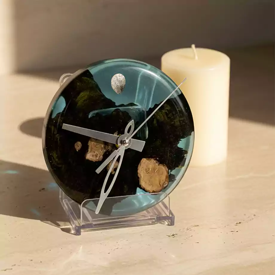 Epoksi Masa Saati | Doğal  Detaylı Dekoratif  Premium Saat - Görsel 2