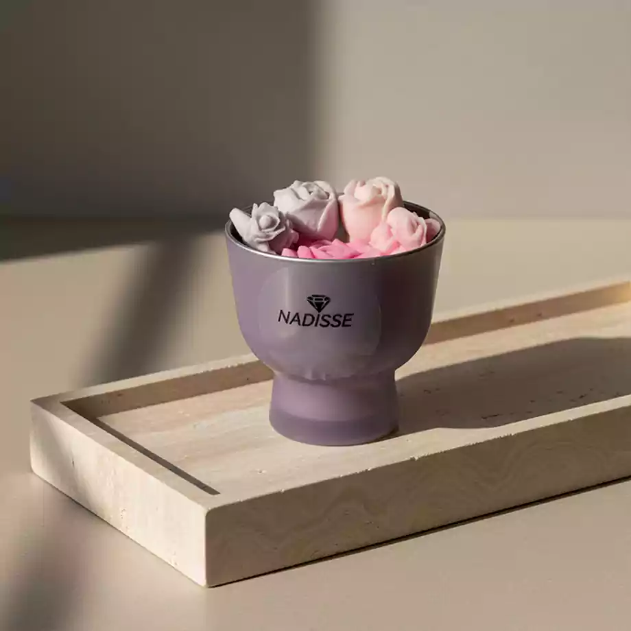 El Yapımı Kadeh Mum | Çiçek Detaylı Dekoratif Kokulu Mum - Görsel 3