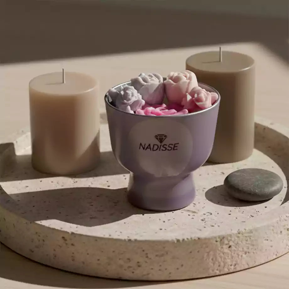 El Yapımı Kadeh Mum | Çiçek Detaylı Dekoratif Kokulu Mum - Görsel 2