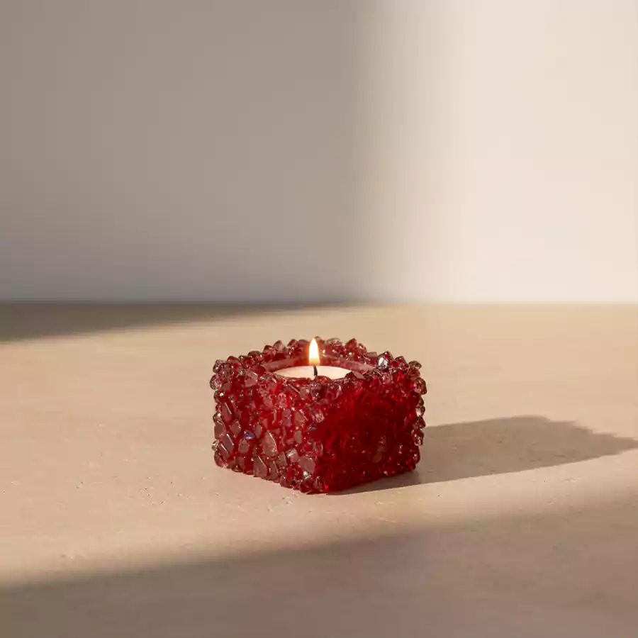 El Yapımı Kırmızı Kristal Mum - Görsel 6