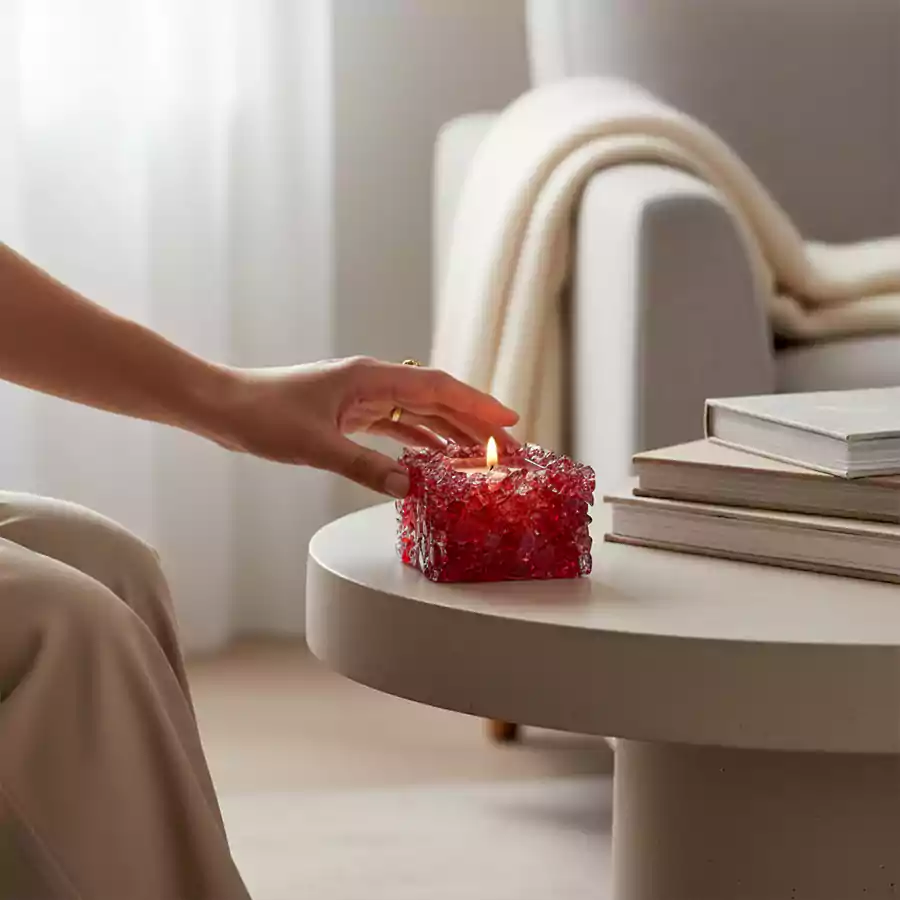 El Yapımı Kırmızı Kristal Mum - Görsel 2