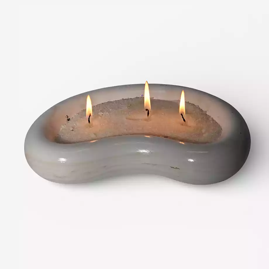 Nadisse El Yapımı Taş Görünümlü 3 Fitilli Soya Mum - Görsel 5