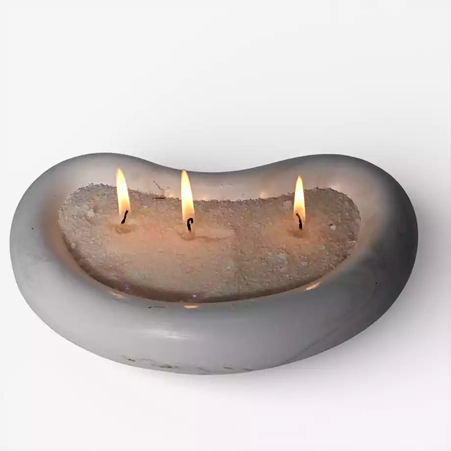 Nadisse El Yapımı Taş Görünümlü 3 Fitilli Soya Mum - Görsel 4