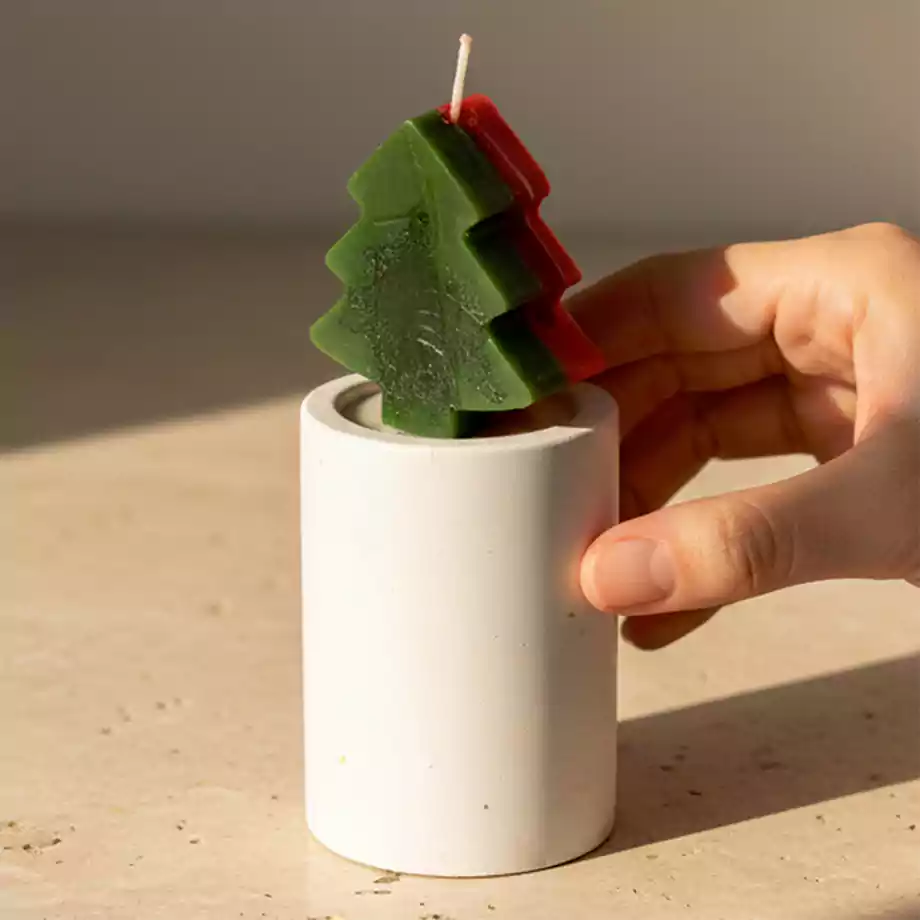 El Yapımı Yılbaşı Çam Ağacı Mum | Dekoratif Noel Mum - Görsel 3