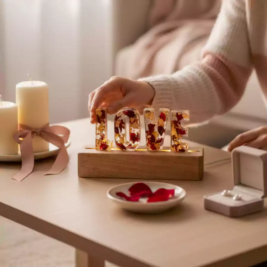 LOVE Yazılı Işıklı Masa Üstü Dekor - Görsel 2