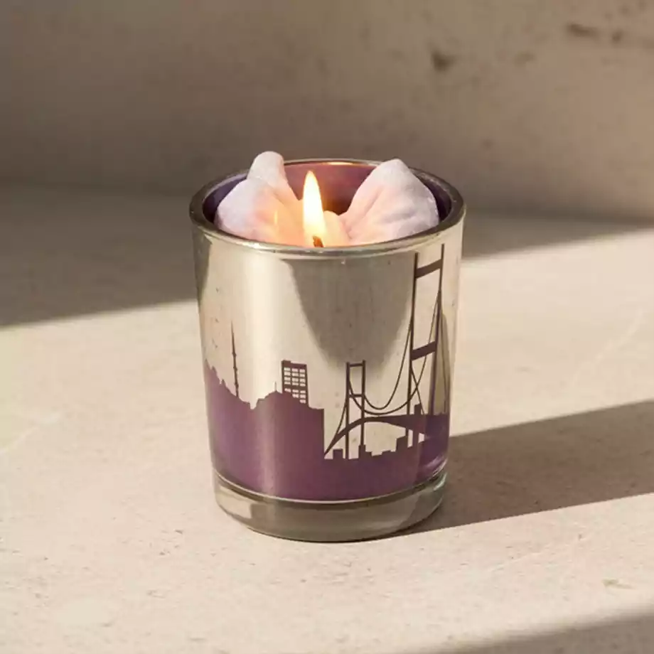 Nadisse İstanbul Silüetli Premium Dekoratif Cam Mum - Görsel 3