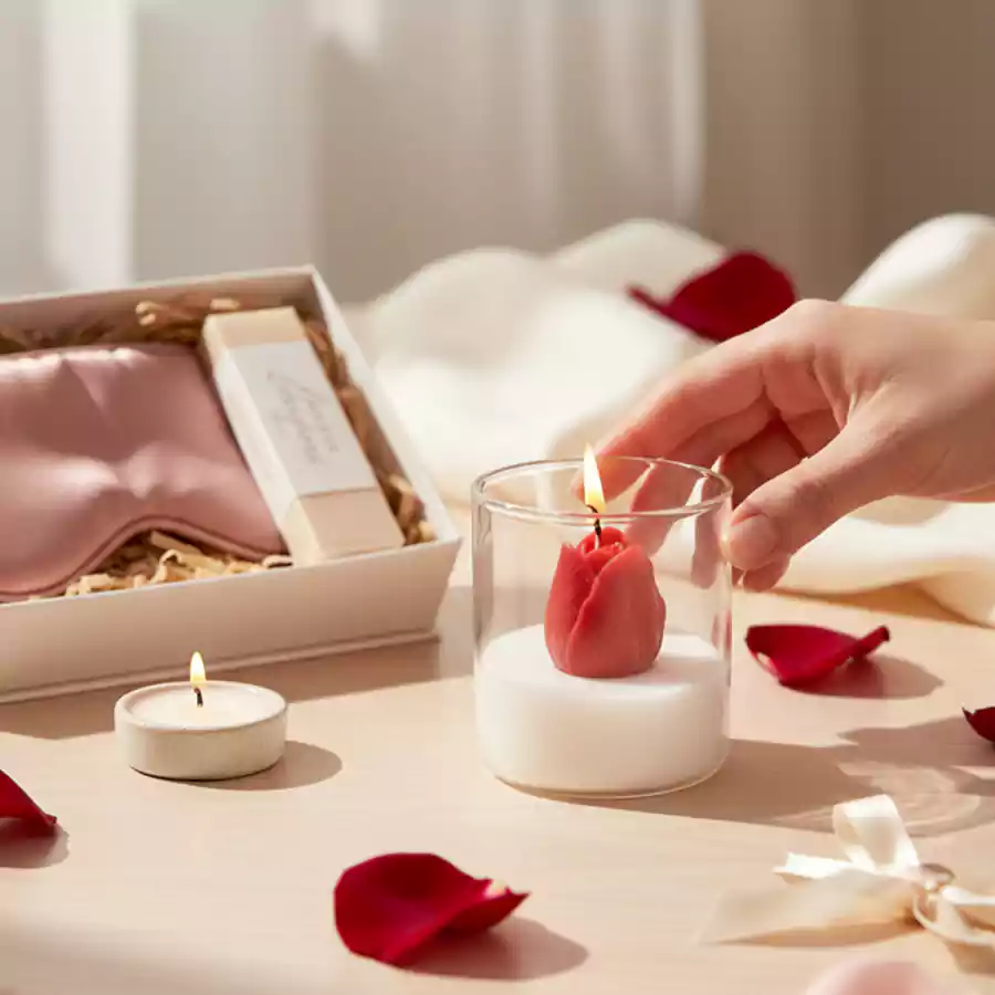 Lale Figürlü Cam Bardak Mum - Görsel 2