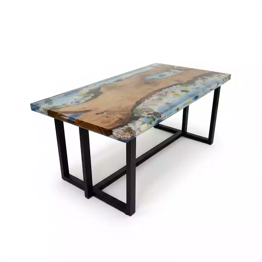 Masif Ahşap Mavi River Epoksi Masa - Görsel 7