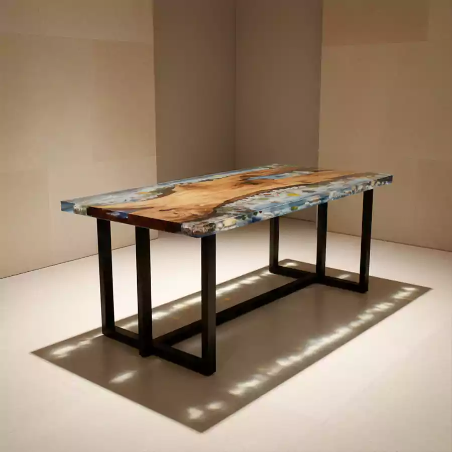 Masif Ahşap Mavi River Epoksi Masa - Görsel 4