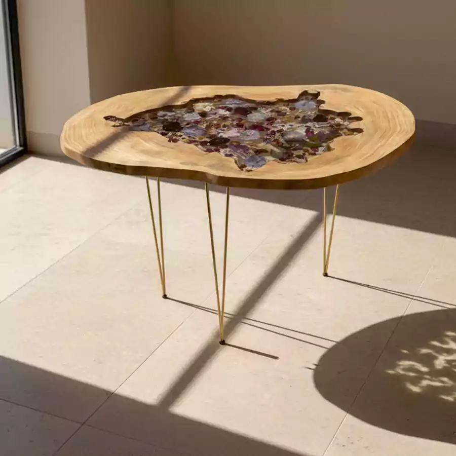 Masif Ahşap Organik Form Orta Sehpa - Görsel 2