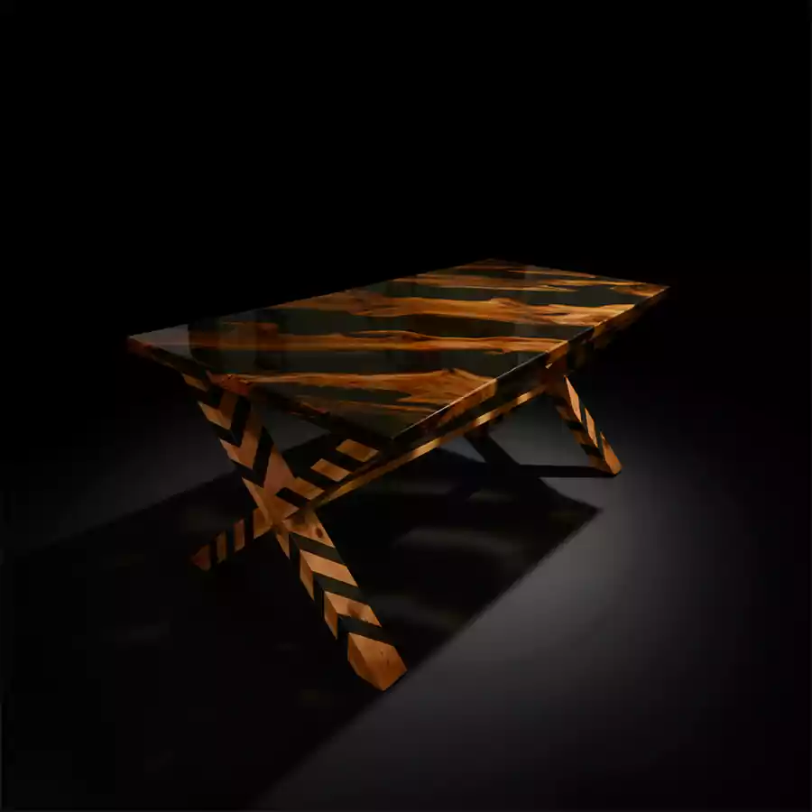 Masif Ahşap & Siyah Epoksi Masa - Görsel 4