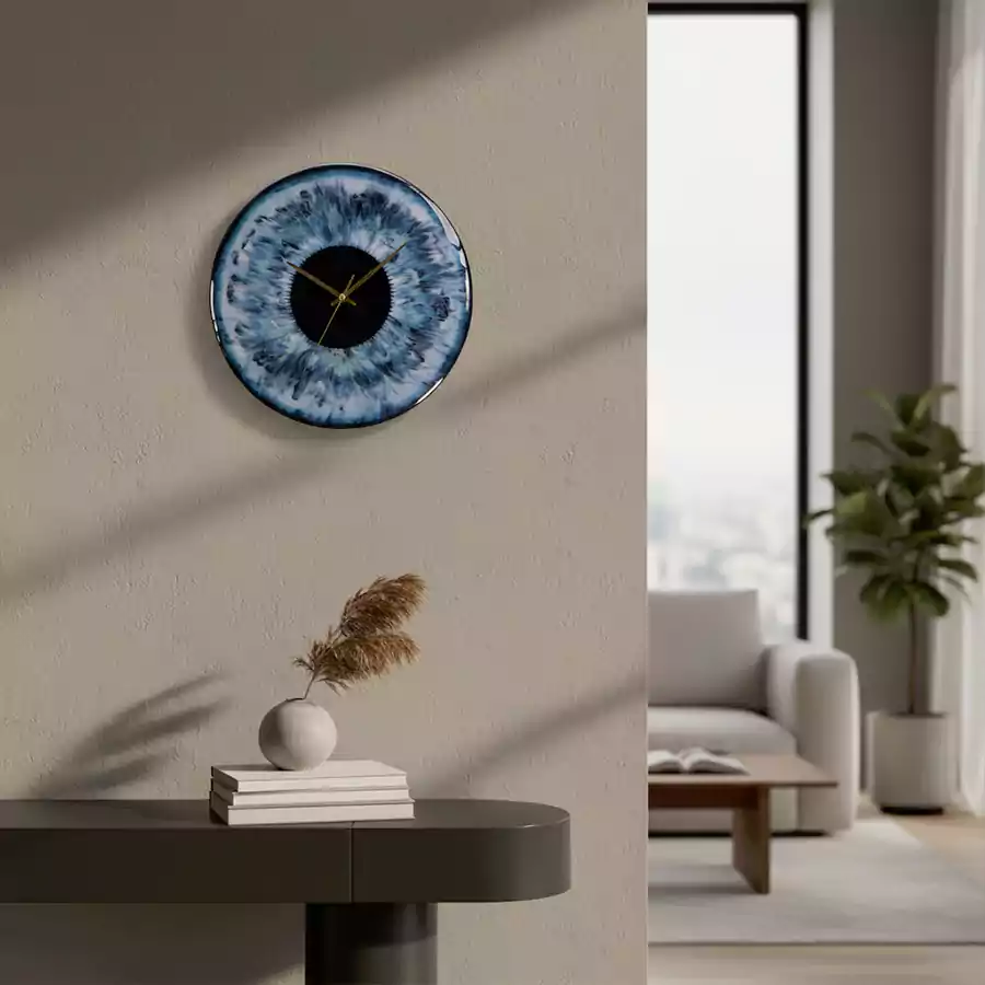 Mavi Göz Tasarımlı Modern Duvar Saati - Görsel 4