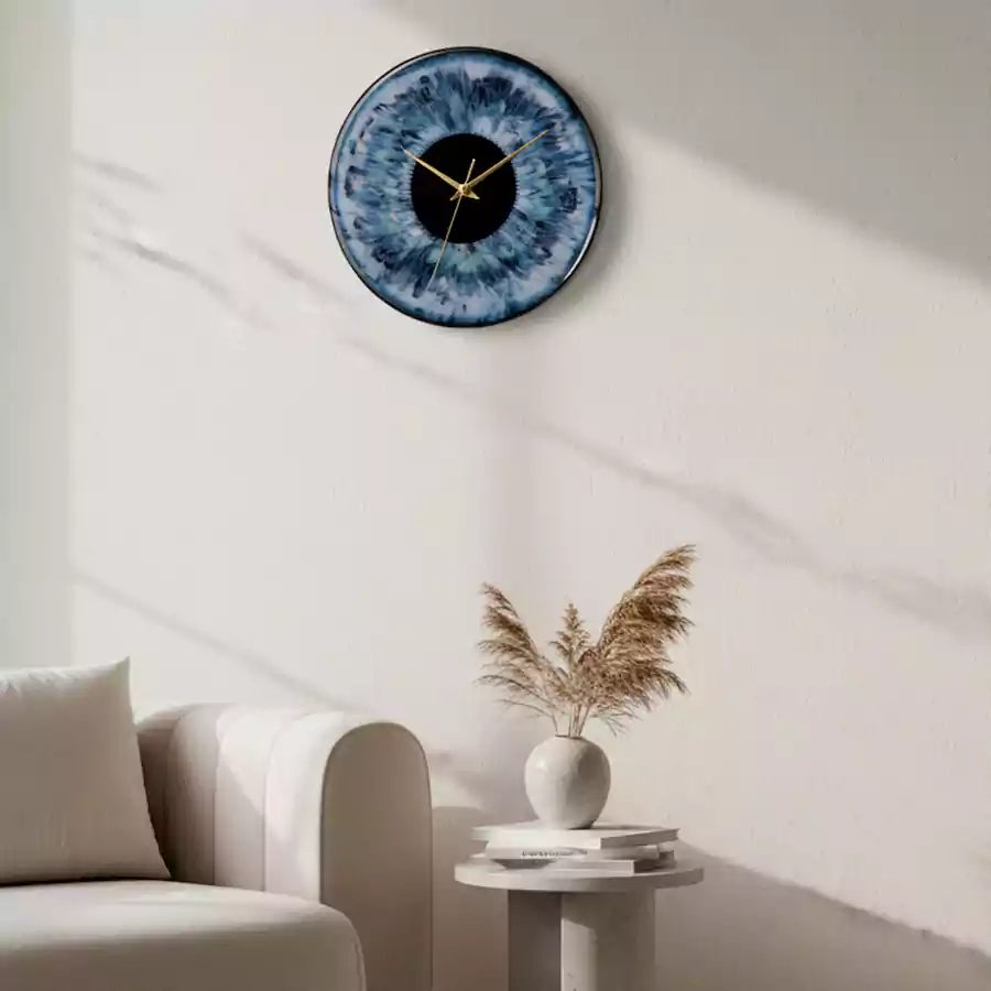 Mavi Göz Tasarımlı Modern Duvar Saati - Görsel 3