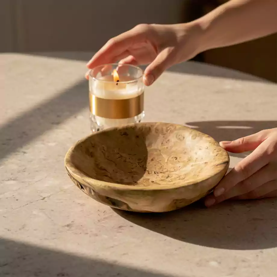 Nadisse Doğal Ahşap Dekoratif Premium Çerezlik Kase - Görsel 3