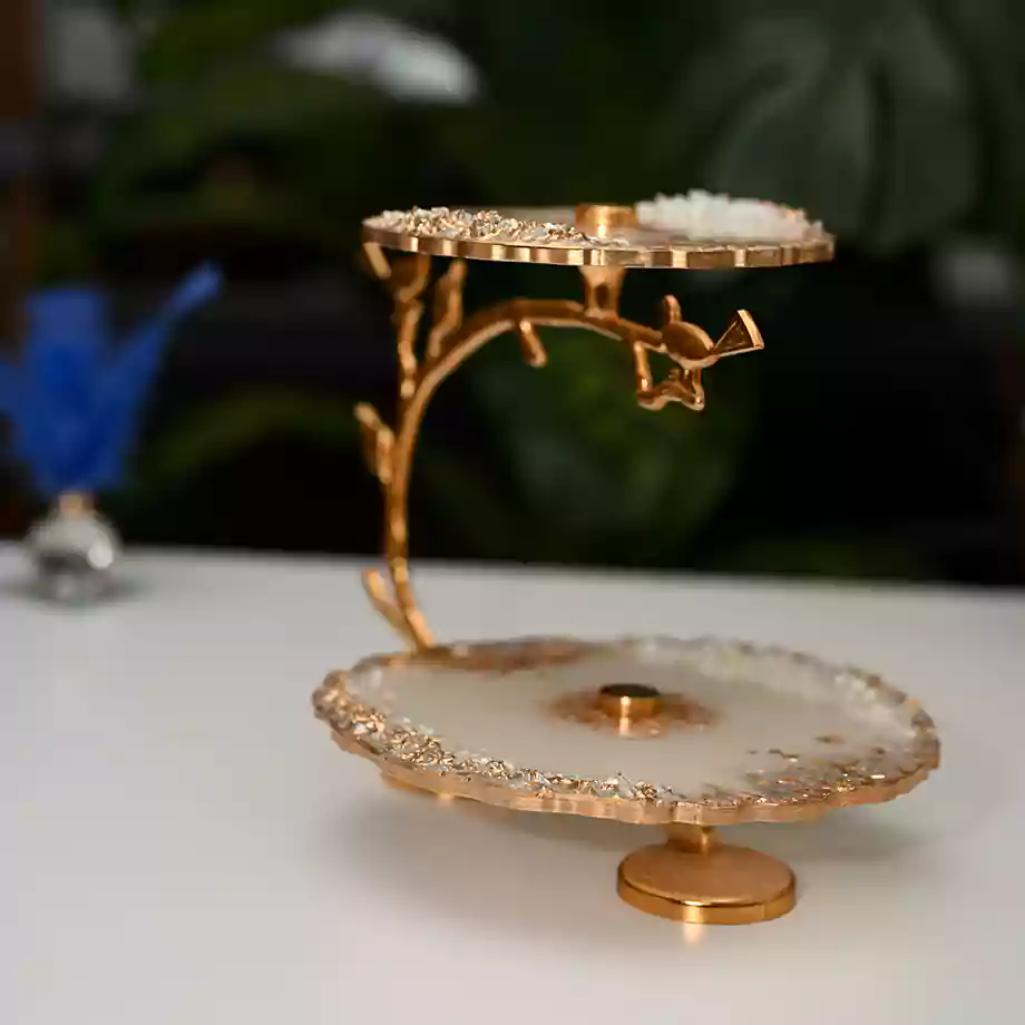 İki Katlı Gold Detaylı Epoksi Sunum Standı - Görsel 2