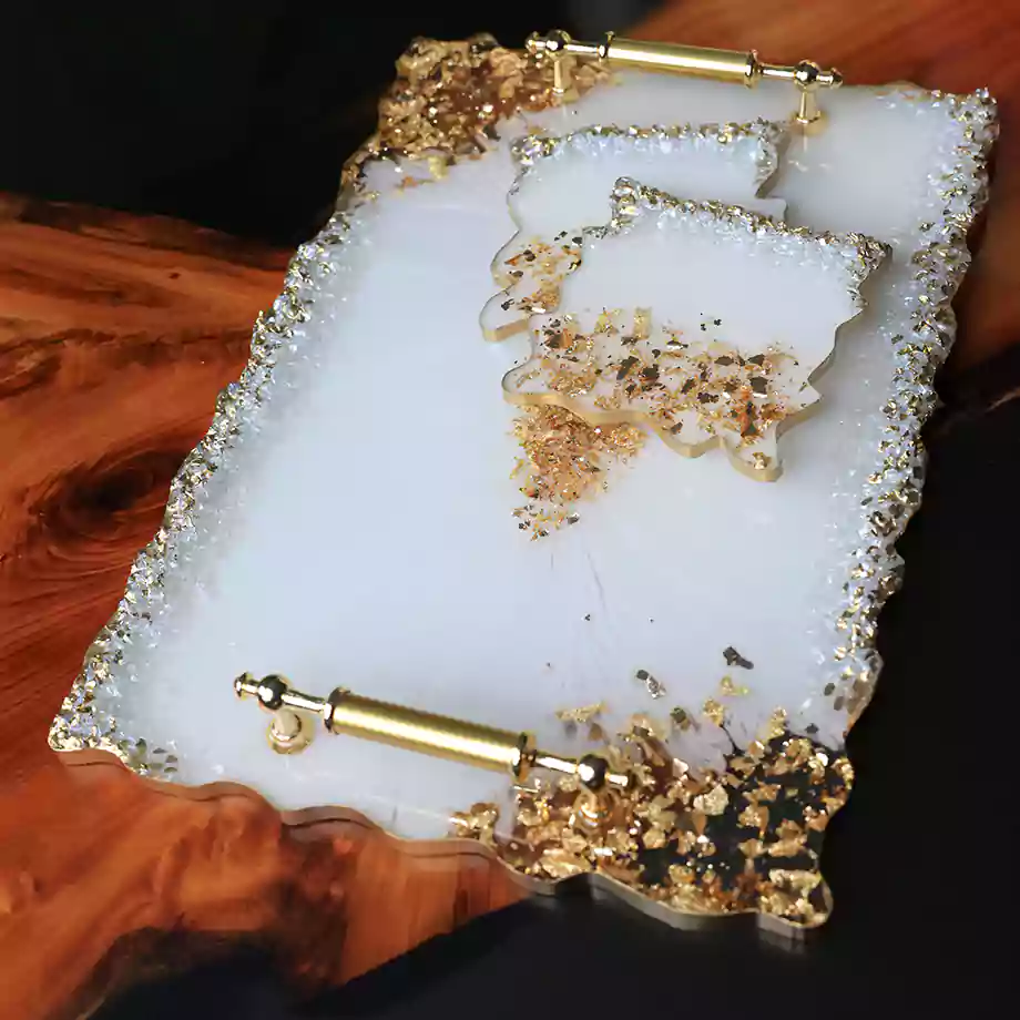Gold Beyaz Servis Tepsisi Seti - Görsel 2
