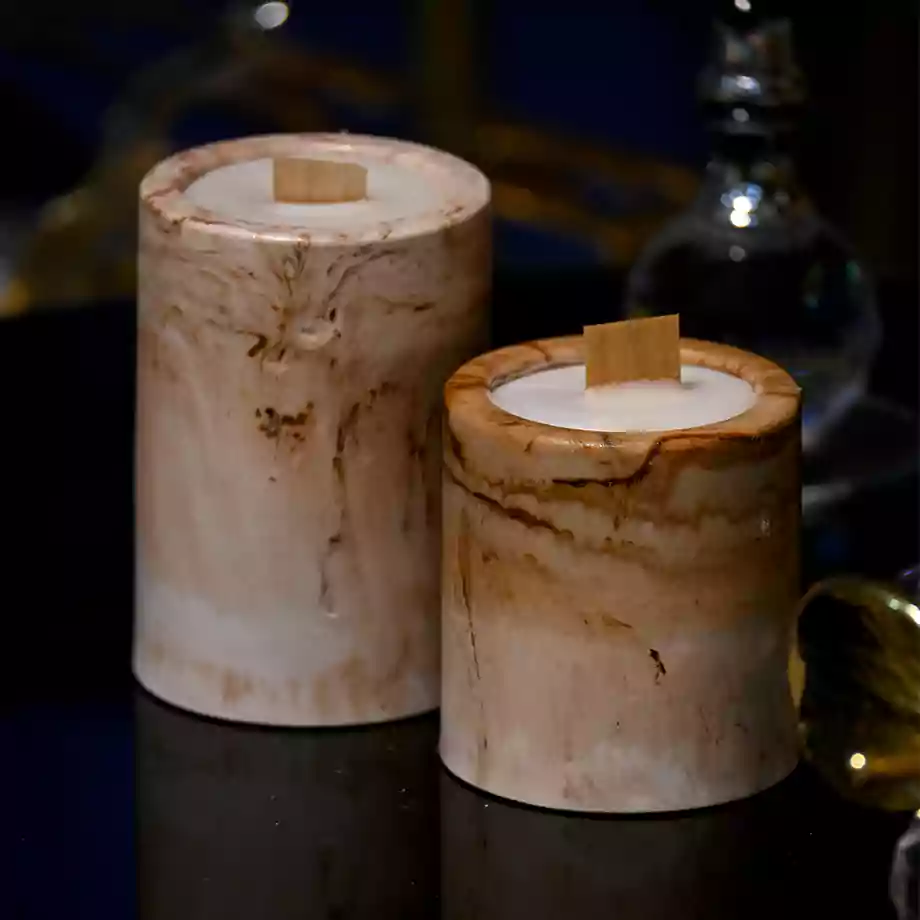 Ahşap Fitilli Silindir Mum Seti - Görsel 2